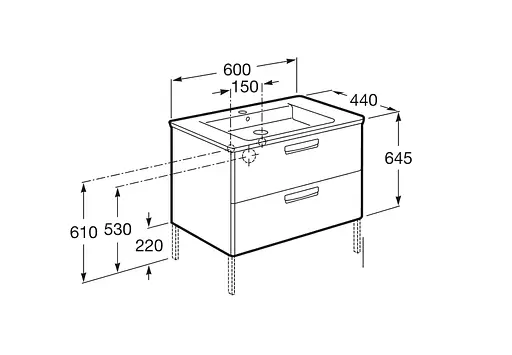 Тумба з умивальником Roca Gap 60 см A855997806 Білий - фото 2