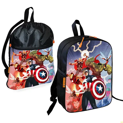 Школьный рюкзак детский Герои Марвел + Сумка для обуви спортивной формы рюкзак-мешок мальчику (01909)