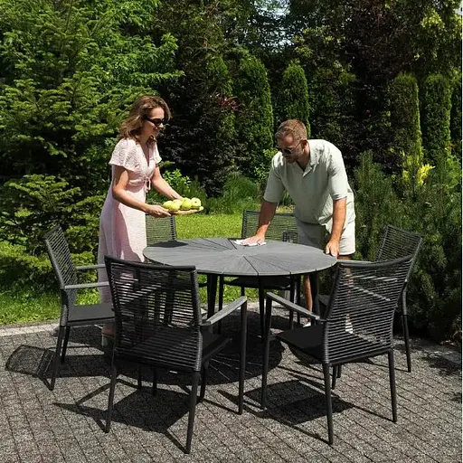 Комплект садовой мебели Di Volio Arona 6+1 черный/серый - фото 3