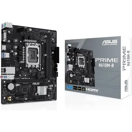 Материнская плата Asus Prime LGA1700, H610M-R-SI, H610, 2xDDR5, Int.Video (CPU), 4xSATA3, 1xM.2, 1xPCI-E 4.0x16, 1xPCI-E 3.0x1, ALC897, RTL 3xUSB3.2/4xUSB2.0, VGA/HDMI/DP, MicroATX - фото 2