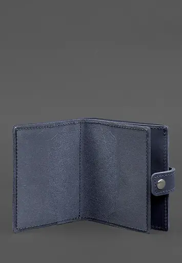 Кожаная обложка-портмоне для удостоверения офицера ГНСУ 11.2 темно-синяя Crazy Horse - фото 3