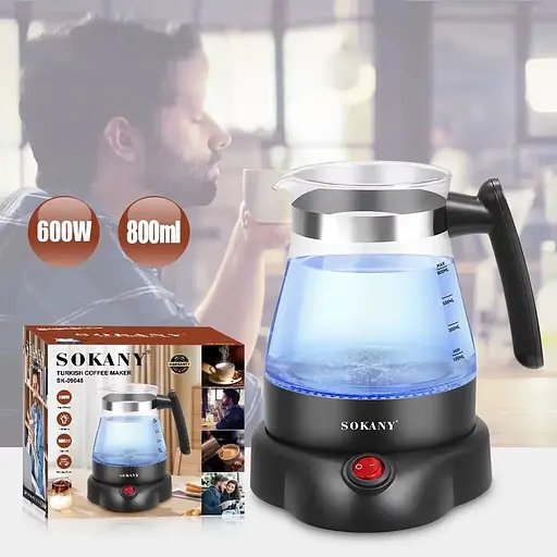 Турка электрическая Sokany SK-09045 800мл с подсветкой 600Вт - фото 8