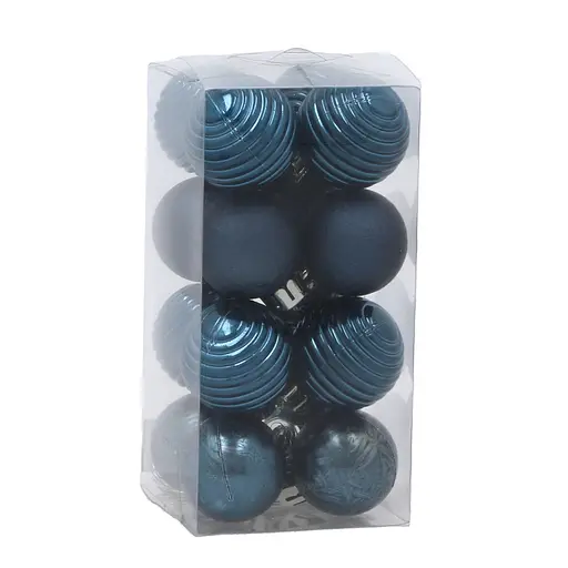 Елочные шарики Chomik пластиковые синие 3 см 16 шт. (GIF3955)