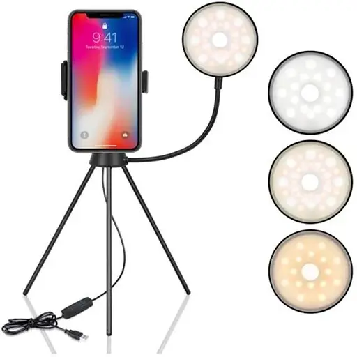 Кільцева LED лампа Puluz SYA0014601 зі штативом для телефону