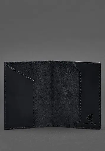 Кожаная обложка для паспорта с австрийским гербом темно-синяя Crazy Horse - фото 4