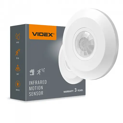 Датчик руху та освітленості Videx VL-SPC05W 220V 800W інфрачервоний білий - фото 1