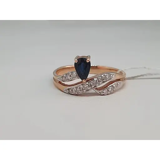 Золотое кольцо с бриллиантами и сапфиром. RS6194K 18 - фото 5