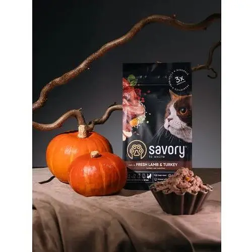 Сухой корм Savory для кошек с чувствительным пищеварением со свежим ягненком и индейкой 400 г - фото 7