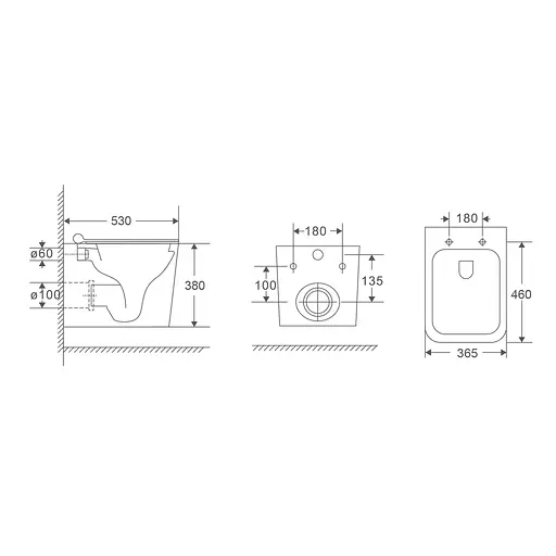 Подвесной унитаз Mixxus Premium Quadro-0302-R Black 530x360x365 мм, Rimless MP6455, Черный матовый - фото 4
