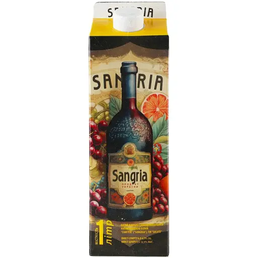 Напій винний Salute Sangria слабоалкогольний напівсолодкий білий 6-6.9% 1 л