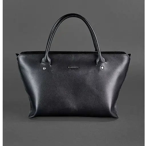 Жіноча шкіряна сумка Midi чорна - фото 1