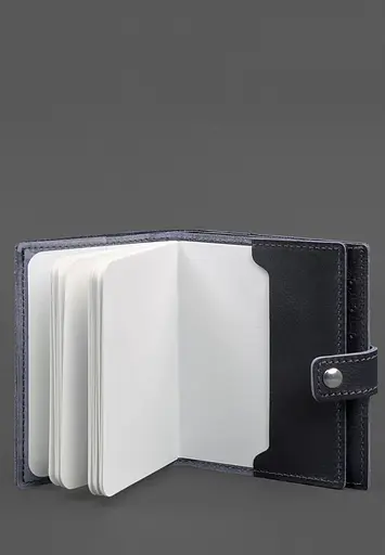 Кожаная обложка-портмоне на паспорт с гербом Украины 25.1 темно-синяя - фото 4