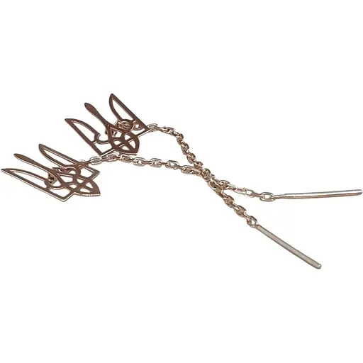 Золоті сережки-протягання Favoritum Тризуб. 210167_2_Бол