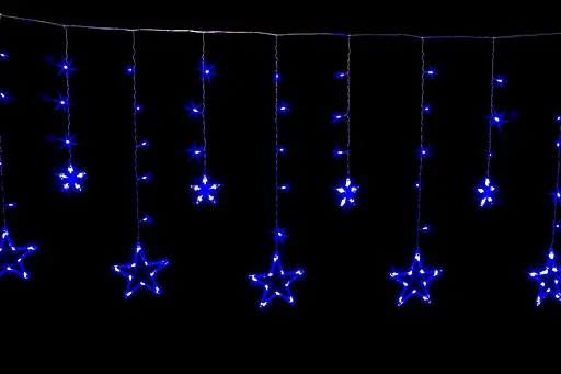 Гірлянда світлодіодна Бахрома на вікно Синя 3х0, 95х0, 55м 138 LED від мережі Зірки - фото 4