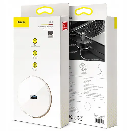 Перехідник HUB Baseus Round Box Type-C to USB 3.0 + 3USB 2.0 (CAHUB-G) Білий - фото 4