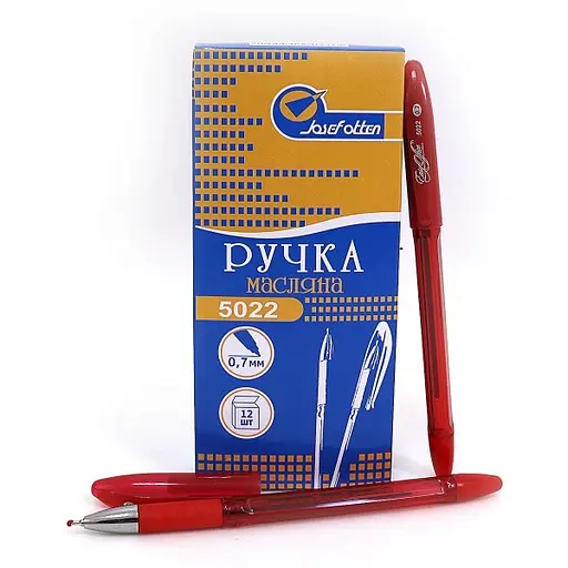 Ручка масляная J.Otten Easy Office, 0.7 мм, красная, 12 шт., 1101-5022A.NI, на украинском