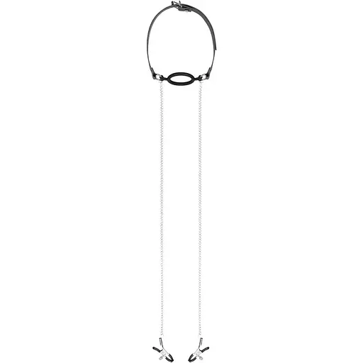 Затискачі для сосків з кляпом Bedroom Fantasies Nipple Clamps & silicone Gag Ring - фото 2