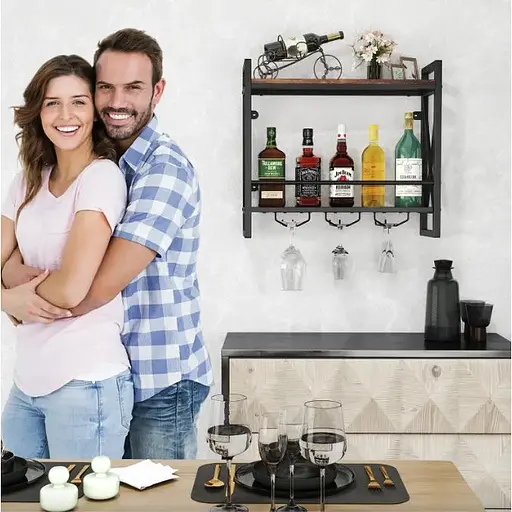 Настенный винный стеллаж Costway Lagom в стиле Loft - фото 8