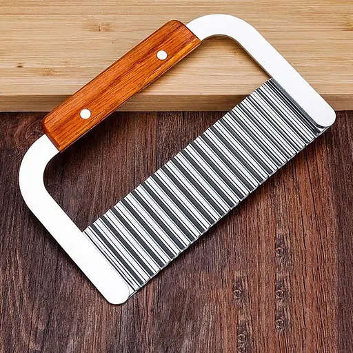 Нож для фигурной нарезки сыра, овощей и фруктов слайсер (для картошки фри) с деревянной ручкой, Kitchen Master 87752 - фото 5