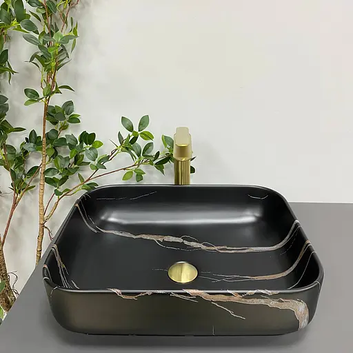 Умивальник VBI Palermo black stone matt накладний VBI-012306, Чорний матовий - фото 5