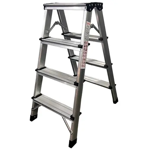 Стремянка двухсторонняя GTM KMH1204 алюминиевая, 4 ступеньки 780 мм (KMH1204) (39697) - фото 1