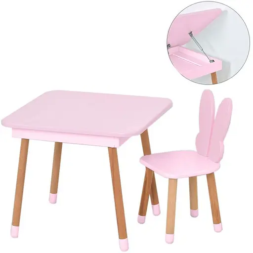 Столик со стулом Bambi "Бабочка" 10-025R-BOX с ящиком розовый - фото 2