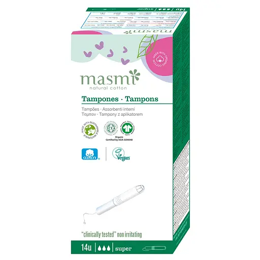 Органические тампоны Super с аппликатором Masmi 14 шт. - фото 1