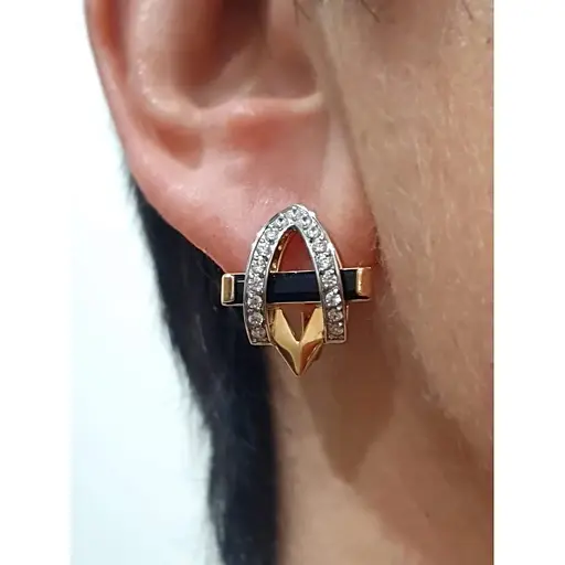 Золоті сережки Tango з агатом та фіанітами. 459205 - фото 2