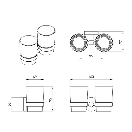 Склянка подвійна для ванної кімнати Volle Ronda de la noche 2535.220204 чорний матовий - фото 2