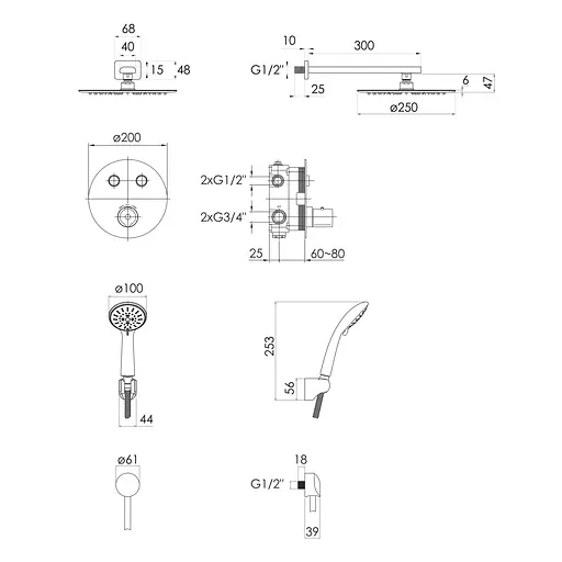 Душова система прихованого монтажу Imprese Centrum SET20220106, Хром - фото 2