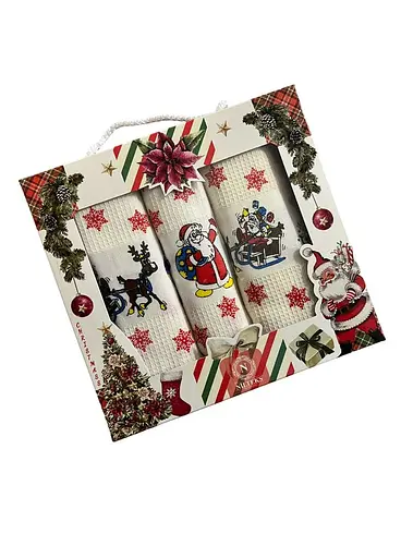 Набір 3 вафельних рушників 40х60 см New Year TC303375648