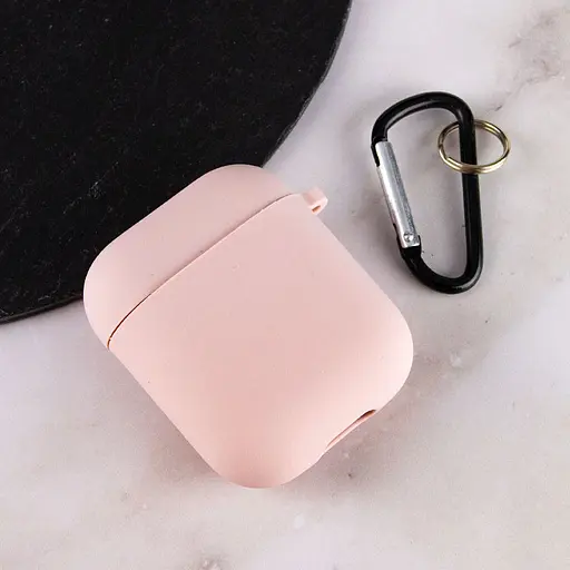 Силіконовий футляр з мікрофіброю для навушників Airpods 1/2 Рожевий / Pink Sand - фото 3