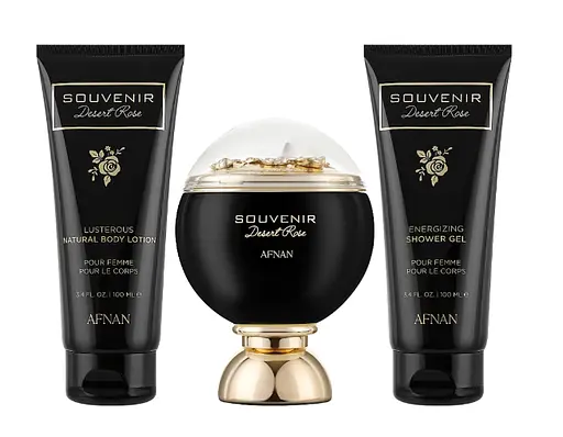 Набор Afnan Perfumes Souvenir Desert Rose 100 мл парфюмированная вода, 100 гель для душа, 100 лосьон для тела - фото 1