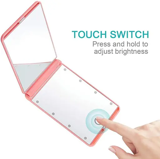 Зеркало портативное Rantizon Christmas Stocking Fillers для макияжа с диммером 8 светодиодов с подсветкой 1X и 2X - фото 6