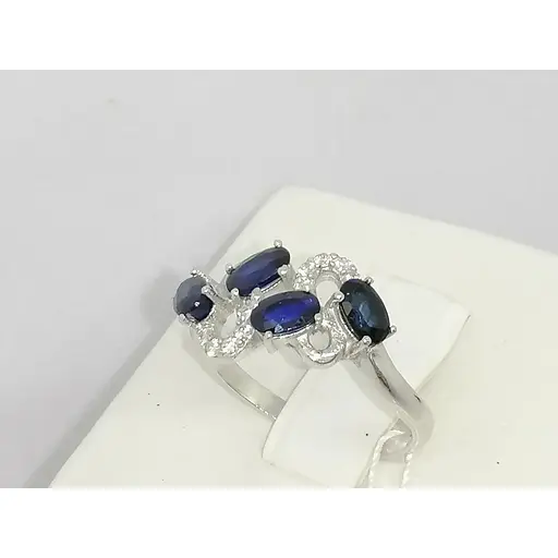 Серебряное кольцо Агни Абриэль с фианитами и сапфиром. 1026/1Р-SPH 17 - фото 3