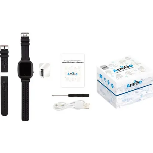 Smart Watch AmiGo GO004 Splashproof Camera+Led Black UA UCRF - фото 6