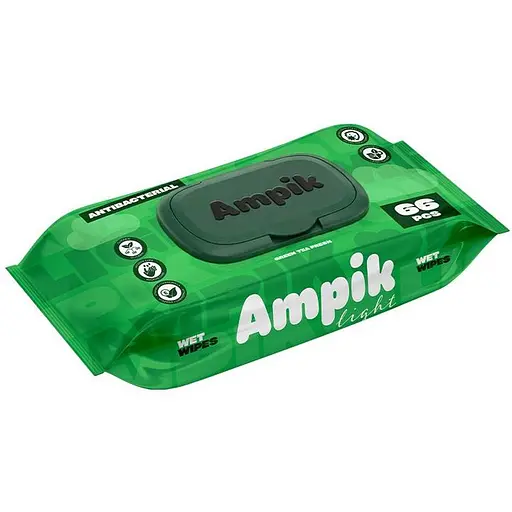 Вологі серветки Ampik Light антибактеріальні 66 шт. - фото 1