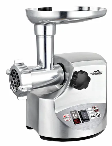 Monte Ел.Мясорубка/3100ват/Алюмінієвий корпус/три перферовані диски/реверс/, насадка кеббе - фото 1