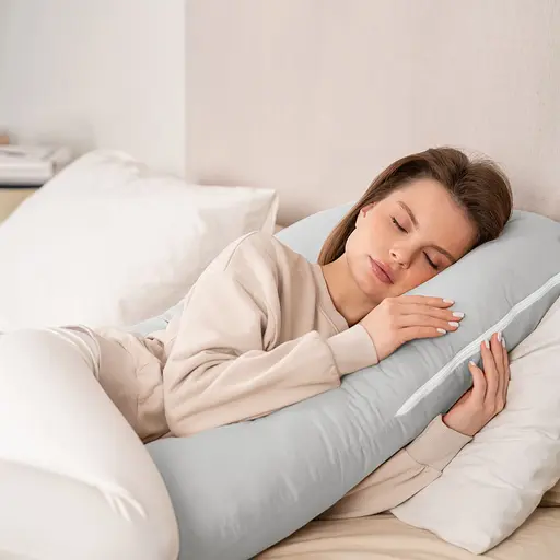 Подушка Sonex Basic Flex для беременных и отдыха П-образная антиаллергенная 135x68x25 серая (SO102581) - фото 7