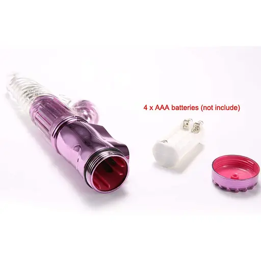 Вибратор мощный пластиковый с вращением и толчками 7 режимов 22 см розовый - фото 4