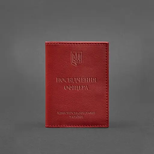 Кожаная обложка для удостоверения офицера 9.0 красная - фото 5