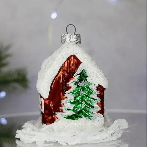 Ялинкова прикраса Санта Шоп Засніжений будиночок скло (4820001165500) - фото 4