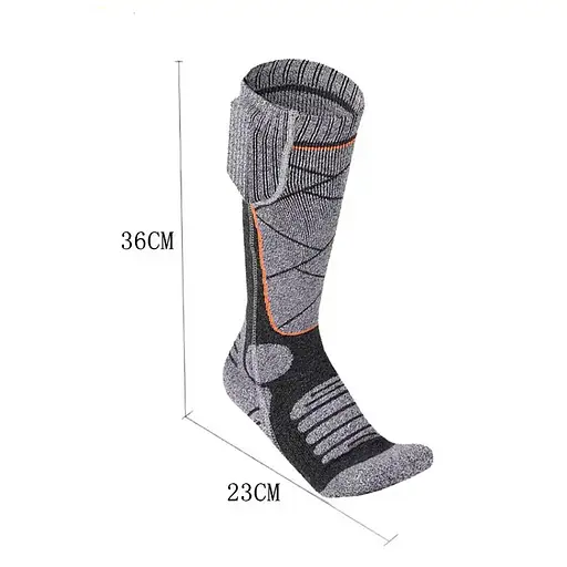 Высокие носки с подогревом и блоком питания на 2200mAh (Серые с ромбиками) - фото 5