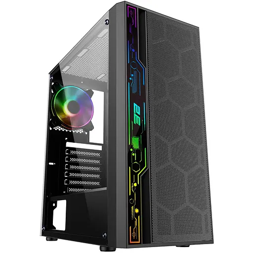 2E Gaming Корпус Spero G2052 без БП 2xUSB3.0, 1xUSB2.0, 1x120мм ARGB, 2x120мм, VGA 345мм, LCS ready, TG Side Panel, ATX, черный