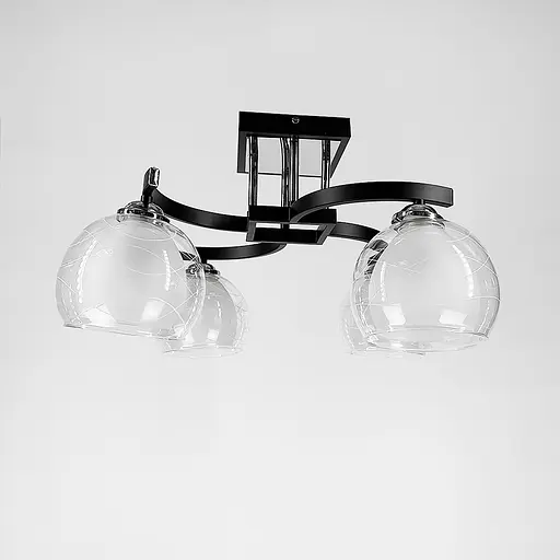 Стельова люстра в чорному корпусі на 4 подвійних плафони Line.F 51098/4 - фото 1