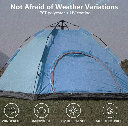 Автоматичний намет Pop-Up на 3-4 особи 200×200×140 см OldBro складаний із сумкою синій водостійкий CC-SYLX002 - фото 4