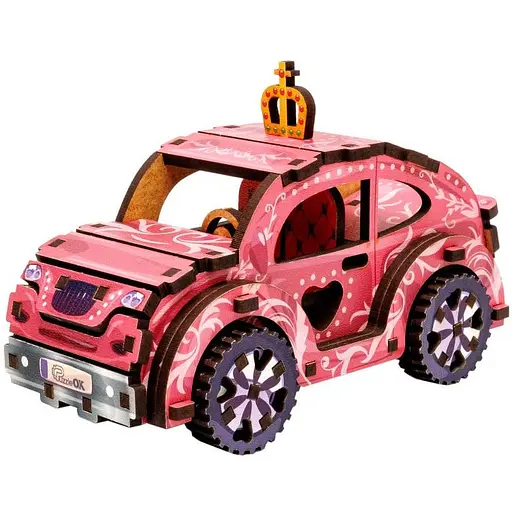 Деревянный 3D конструктор Turbo Princess PuzzleOk Puz-00969 70 деталей - фото 1