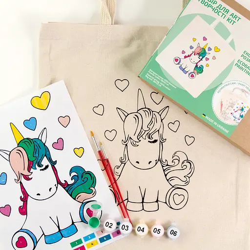 Набір екосумка-розмальовка „Юнікорн“ бавовна 220 г/м2 38х42см ROSA Talent [CD] - фото 3