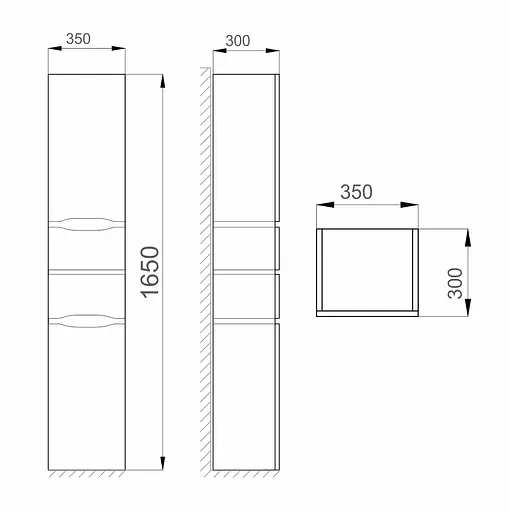 Пенал підвісний Sanwerk "Алесса Air" 35 сірий з кошиком для білизни MV0000370 правий, Сірий - фото 3