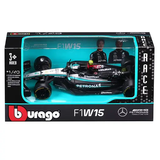 Колекційна автомодель Mercedes-AMG F1 W15 Performance (2024) Bburago 18-38208, 1:43 масштаб - фото 6